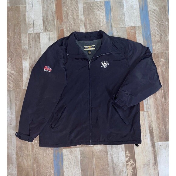 Y2K Pittsburgh Penguins Coors Light Nylon Weatherproof Jacket Fleece Lined - Picture 1 of 12